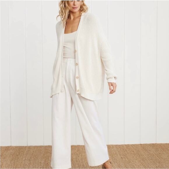 Jenni Kayne cotton cocoon cardigan ivory sweater oversized minimalist fall XXS - Picture 2 of 9